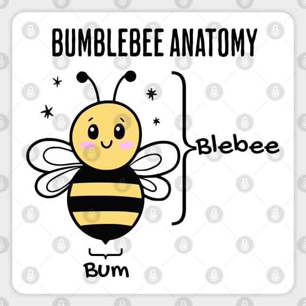 Bumblebee Anatomy, funny cute bee design Sticker by Luxinda